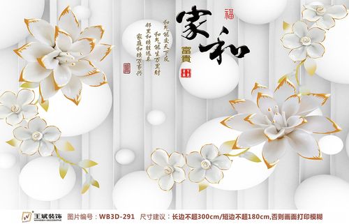 WB3D-291-家和富貴花朵3d立體電視背景墻