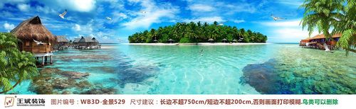 WB3D-全景529-馬爾代夫大海風(fēng)景島嶼全屋背景墻